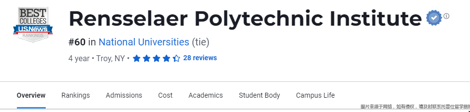 倫斯勒理工學(xué)院2024usnews美國(guó)排名