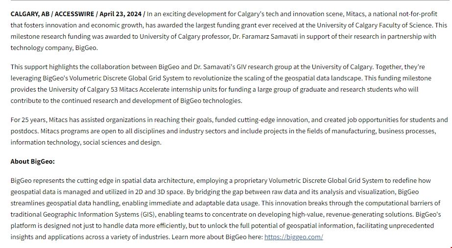 卡爾加里大學助力BigGeo獲得歷史性資助.png